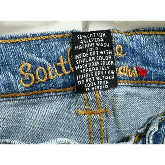Southpole Jeans Sz 13 (34x30.5) Bootcut Light Wash Mid Rise Vintage Embroidered - Picture 4 of 10